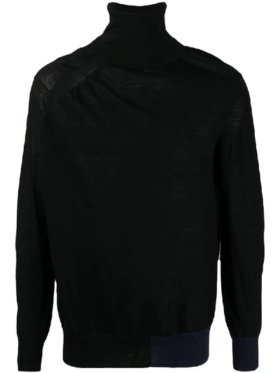 Shop Sacai Loose Fit Roll Neck In Black