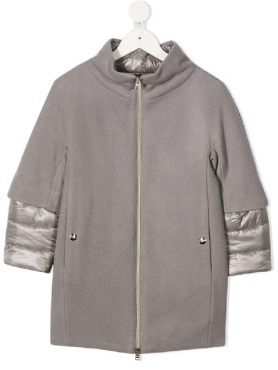 Shop Herno Padded Funnel Neck Coat In Grey