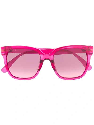Shop Gucci Double G Square-frame Sunglasses In Pink