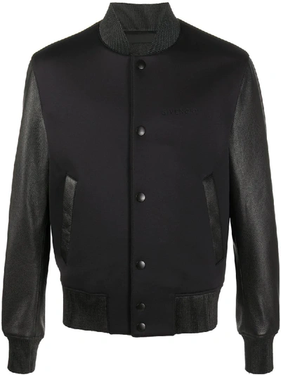 Shop Givenchy Contrast-sleeve Bomber Jacket In Black