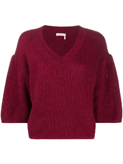 Shop See By Chloé Flared Knitted Jumper In Purple
