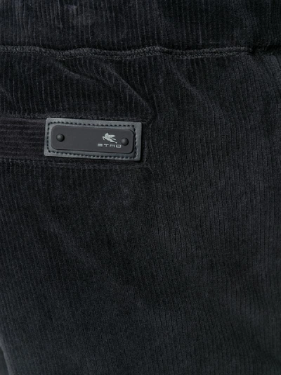 Shop Etro Drawstring Corduroy Trousers In Blue