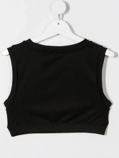 Shop Dkny Cropped Vest With Logo Leopard Print In Black
