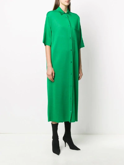 Shop Balenciaga Midi Shirt Dress In Green