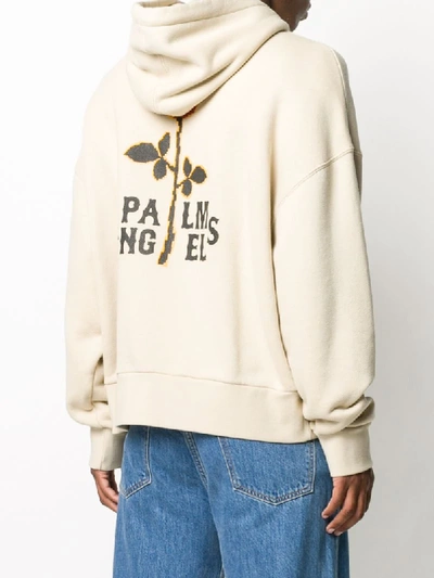Shop Palm Angels Rose Contrasting Pockets Hoodie In Neutrals
