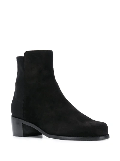 Shop Stuart Weitzman Block Heel Suede Ankle Boots In Black
