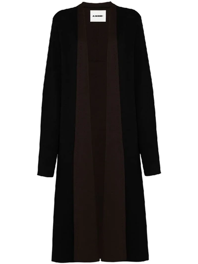 Shop Jil Sander Panelled Long-line Cardigan In Black