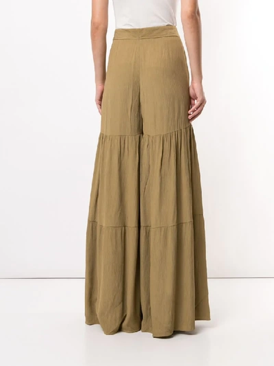 Shop Chloé High-waisted Flared Trousers In Green