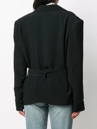 Shop Federica Tosi Belted Shoulder-padded Blazer In Black