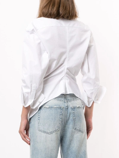 Shop Alexander Wang Gathered-embellished Poplin Shirt In White