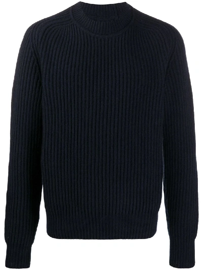 Shop Jil Sander Ribbed Crew Neck Sweater In Blue