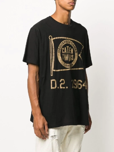 Shop Dsquared2 Caten Twins Print T-shirt In Black