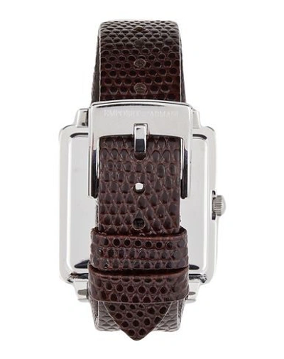 Shop Emporio Armani Wrist Watch In Dark Brown