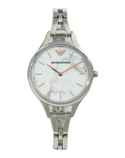 Shop Emporio Armani Wrist Watch In Silver