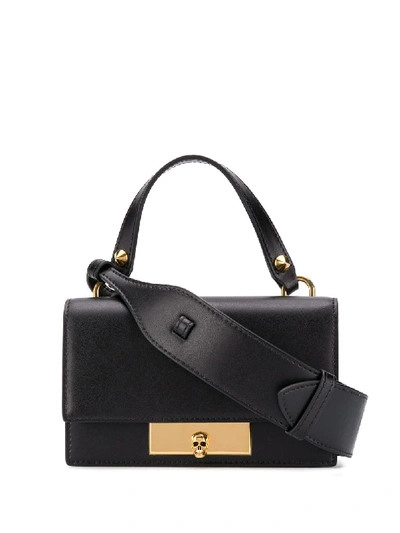 Shop Alexander Mcqueen Skull Lock Leather Bag In Black