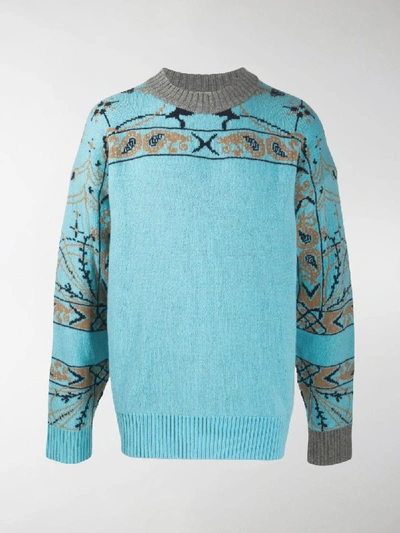 Shop Sacai Paisley Pattern Jumper In Blue