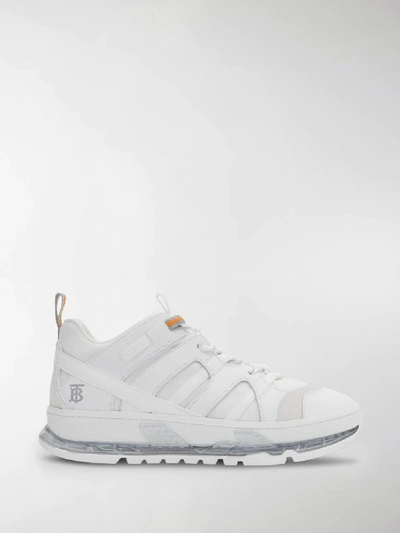 Shop Burberry Union Sneakers In White