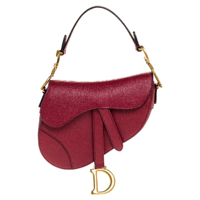 Pre-owned Dior Red Leather Saddle Bag