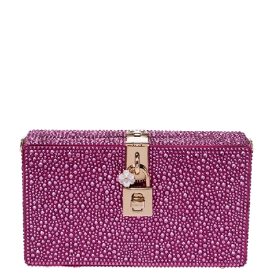 Pre-owned Dolce & Gabbana Pink Crystal Embellished Satin Box Bag