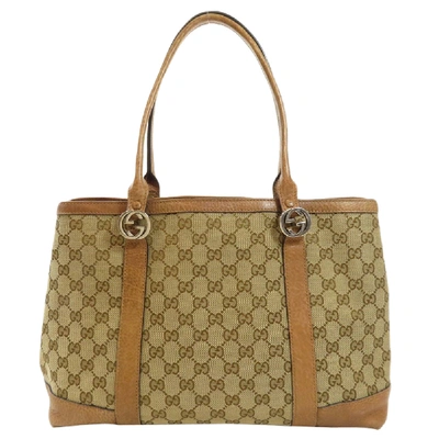Pre-owned Gucci Brown Gg Canvas Twins Medium Tote Bag