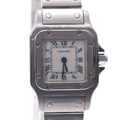 Pre-owned Cartier White Stainless Steel Santos Galbee Women's Wristwatch 23 Mm