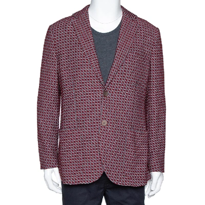Pre-owned Giorgio Armani Red Cotton Jacquard Tokyo Jacket Xxxl