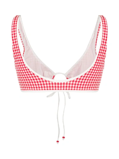 Shop La Perla Gingham Bikini Top In White