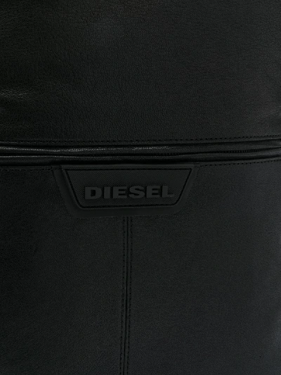 Shop Diesel Rectangular Logo Backpack In Black