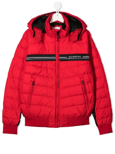 Shop Givenchy Teen Quilted Down Jacket In Red