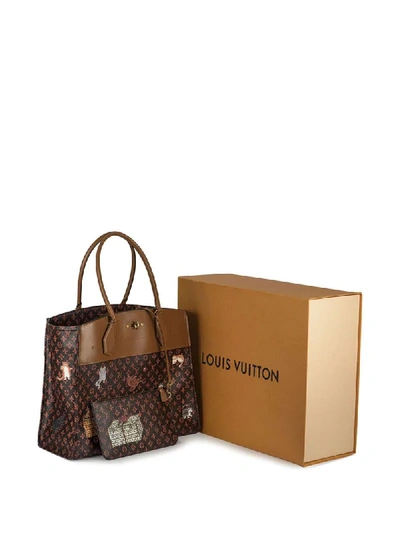 Pre-owned Louis Vuitton X Grace Coddignton 2019  Catogram City Steamer Cabas Tote Bag In Brown