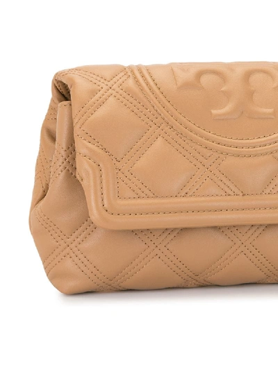 Shop Tory Burch Flemming Quilted Clutch Bag In Brown