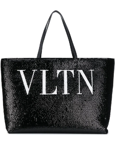 Shop Valentino Vltn Tote Bag In Black