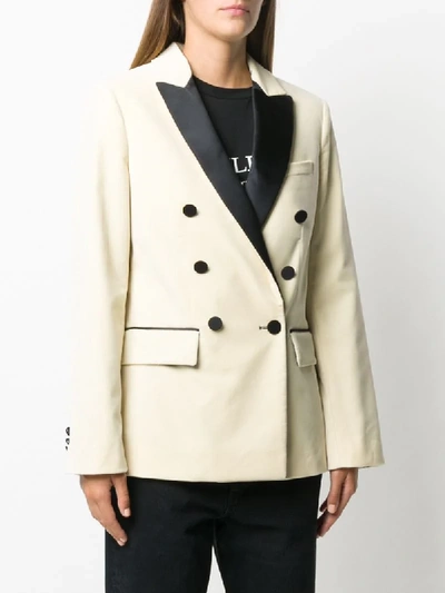 Shop Redemption Double Breasted Long-sleeve Blazer In Neutrals