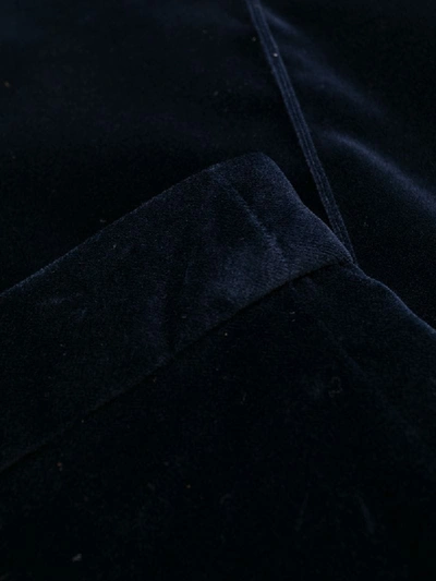 Shop Saint Laurent Velvet-effect Flared Trousers In Blue