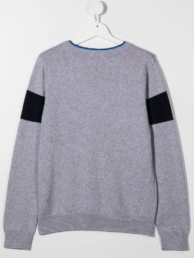 Shop Kenzo Teen Logo Knit Jumper In Grey