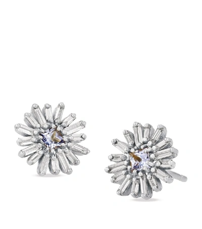 Shop Suzanne Kalan White Gold And Diamond Flower Earrings