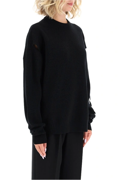 Shop Givenchy Micro Ribbed Sweater With Logo In Black,white