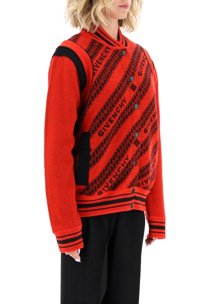 Shop Givenchy Teddy Jacket With Logo In Red,black