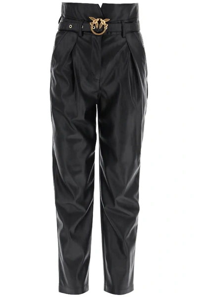 Shop Pinko Aurelio Faux Leather Pants In Black