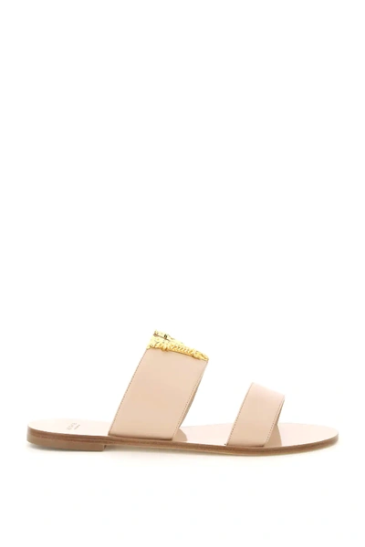 Shop Versace Virtus Leather Mules In Pink