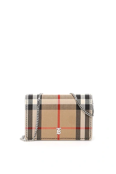 Shop Burberry Jessie Card Holder Micro Bag In Black,beige,red