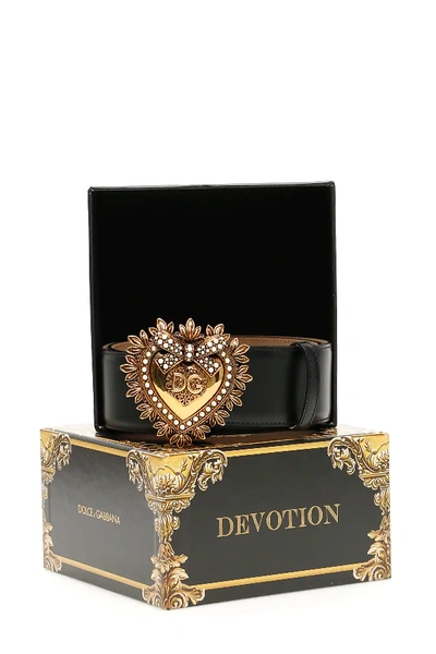 Shop Dolce & Gabbana Devotion Leather Belt In Black