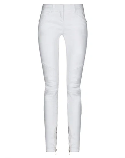 Shop Balmain Denim Pants In White