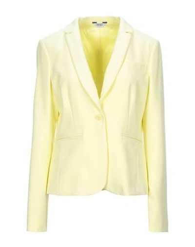 Shop Liu •jo Woman Blazer Light Yellow Size 12 Polyester, Elastane