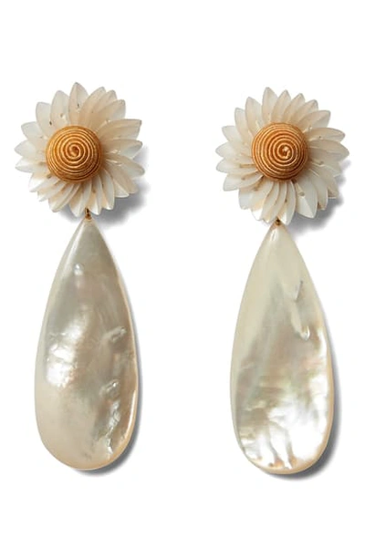 Shop Lizzie Fortunato Fresh Cut Daisy Drop Earrings In Pearl