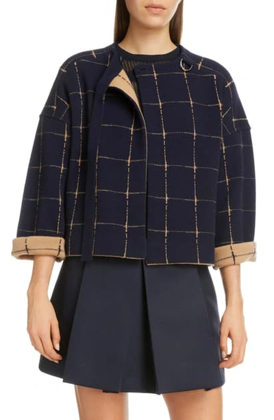 Shop Chloé Windowpane Check Merino Wool & Cashmere Coat In Blue - Brown