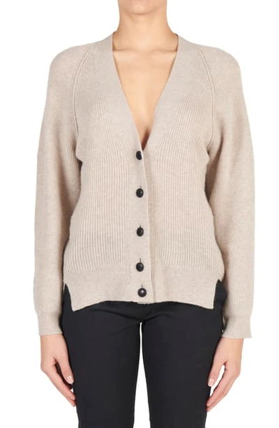 Shop Stella Mccartney Rib Virgin Wool Cardigan In Oat