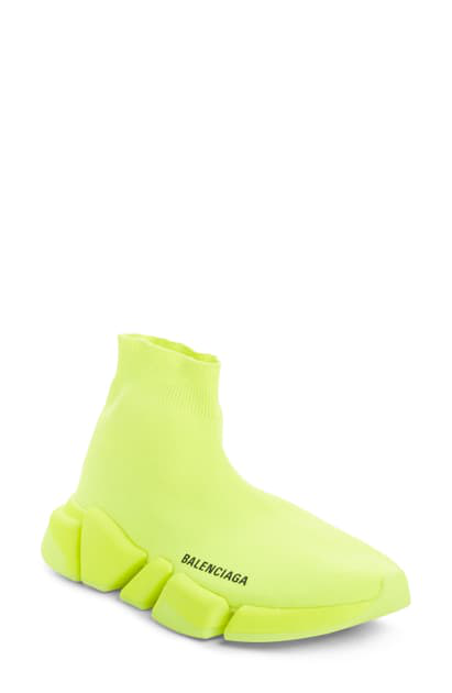 Balenciaga Speed 2.0 Neon Yellow Stretch-knit Sneakers | ModeSens