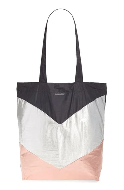Shop Isabel Marant Woom Packable Nylon Tote In Rosegold/ Faded Black