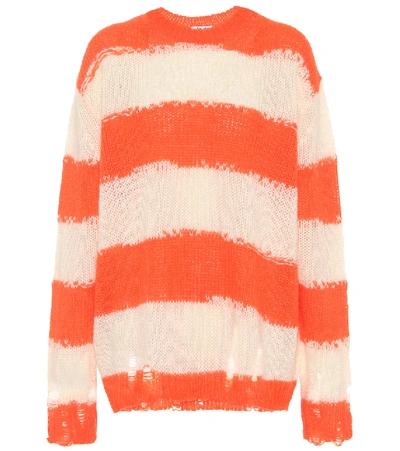 Shop Acne Studios Striped Oversized Sweater In Orange